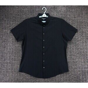 Mizzen+Main Shirt Mens 2XL Trim Fit Black Leeward Performance Short Sleeve City